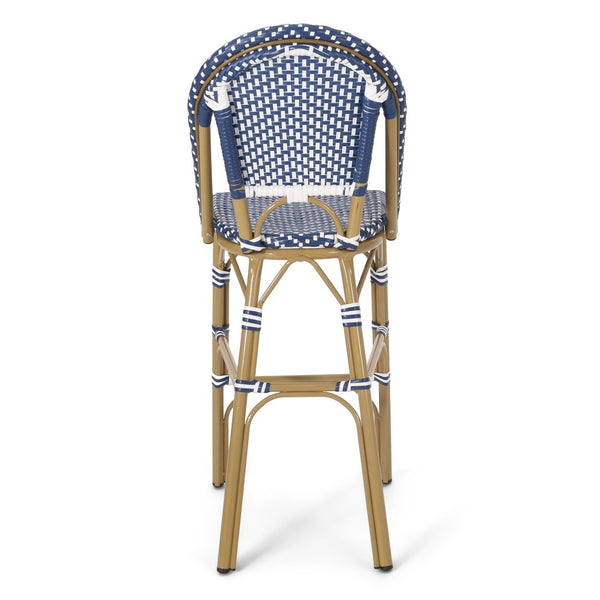 English Elm 29.5" Woven Pe Rattan Bistro Barstools Set of 2 Aluminum Frame Outdoor Patio Seating N772P452007T