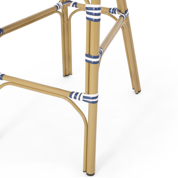 English Elm 29.5" Woven Pe Rattan Bistro Barstools Set of 2 Aluminum Frame Outdoor Patio Seating N772P452007T