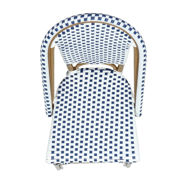 English Elm 29.5 Inch Outdoor French Bistro Barstools PE Woven Rattan Aluminum Frame Set of 2 N772P452007W