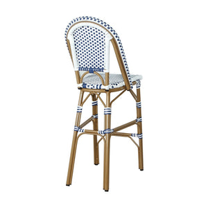 English Elm 29.5 Inch Outdoor French Bistro Barstools PE Woven Rattan Aluminum Frame Set of 2 N772P452007W