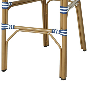 English Elm 29.5 Inch Outdoor French Bistro Barstools PE Woven Rattan Aluminum Frame Set of 2 N772P452007W
