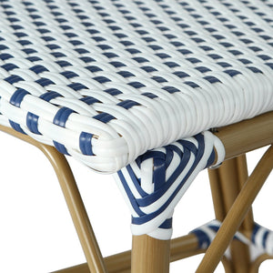 English Elm 29.5 Inch Outdoor French Bistro Barstools PE Woven Rattan Aluminum Frame Set of 2 N772P452007W
