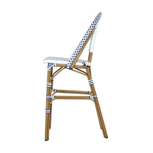 English Elm 29.5 Inch Outdoor French Bistro Barstools PE Woven Rattan Aluminum Frame Set of 2 N772P452007W