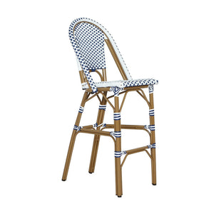 English Elm 29.5 Inch Outdoor French Bistro Barstools PE Woven Rattan Aluminum Frame Set of 2 N772P452007W