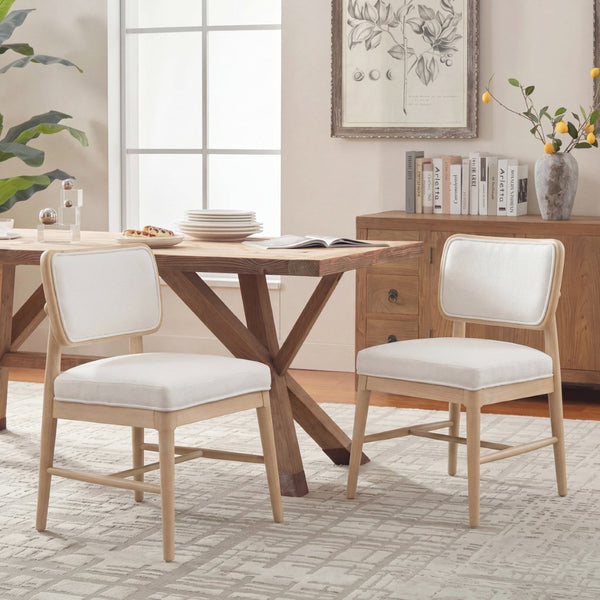 English Elm Rattan Backrest Solid Wood Dining Chairs Nordic Minimalist Padded Set of 2 N772P455762W