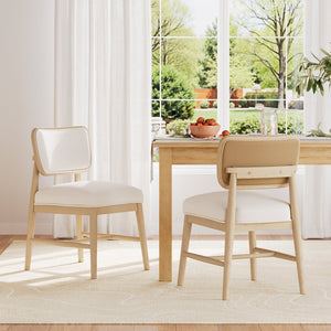 English Elm Rattan Backrest Solid Wood Dining Chairs Nordic Minimalist Padded Set of 2 N772P455762W