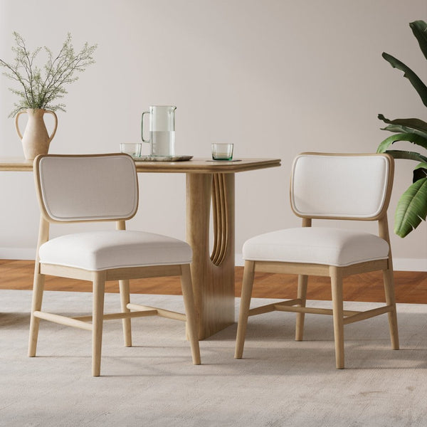 English Elm Rattan Backrest Solid Wood Dining Chairs Nordic Minimalist Padded Set of 2 N772P455762W