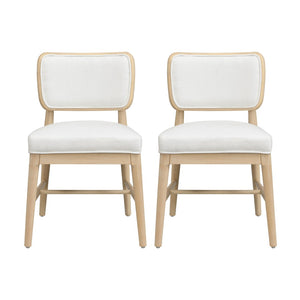 English Elm Rattan Backrest Solid Wood Dining Chairs Nordic Minimalist Padded Set of 2 N772P455762W