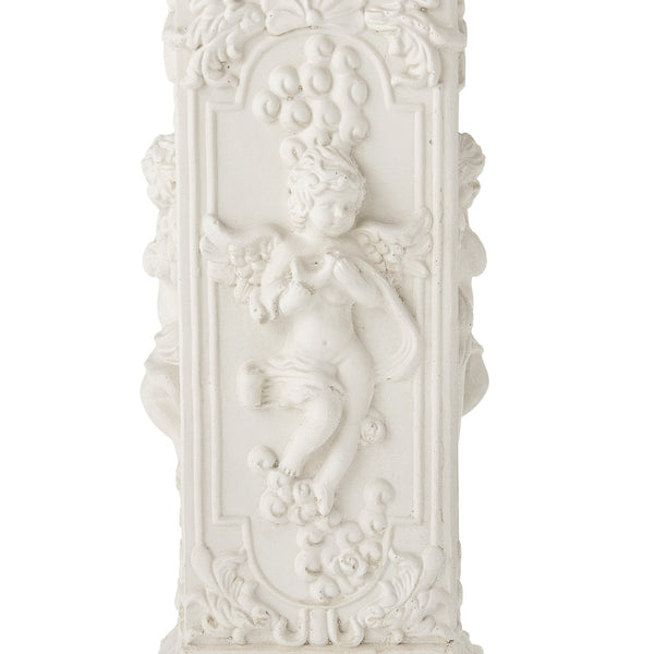 English Elm Pedestal Column Plant Stand Roman Angel Relief Mgo Sculpture for Indoor Outdoor Decor N772P467415B