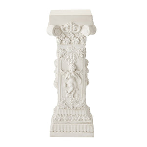English Elm Pedestal Column Plant Stand Roman Angel Relief Mgo Sculpture for Indoor Outdoor Decor N772P467415B