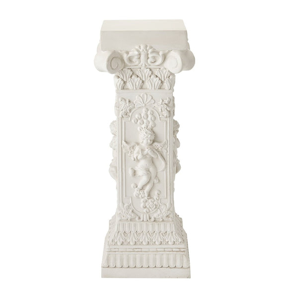 English Elm Pedestal Column Plant Stand Roman Angel Relief Mgo Sculpture for Indoor Outdoor Decor N772P467415B