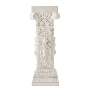 English Elm Pedestal Column Plant Stand Roman Angel Relief Mgo Sculpture for Indoor Outdoor Decor N772P467415B