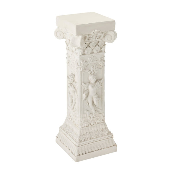 English Elm Pedestal Column Plant Stand Roman Angel Relief Mgo Sculpture for Indoor Outdoor Decor N772P467415B