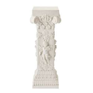 English Elm Pedestal Column Plant Stand Roman Angel Relief Mgo Sculpture for Indoor Outdoor Decor N772P467415B