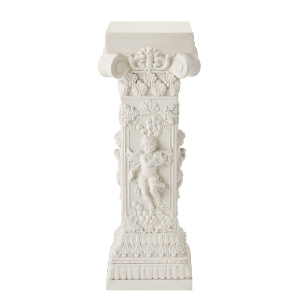 English Elm Pedestal Column Plant Stand Roman Angel Relief Mgo Sculpture for Indoor Outdoor Decor N772P467415B