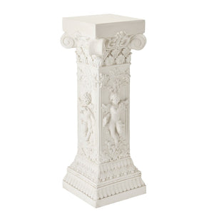 English Elm Pedestal Column Plant Stand Roman Angel Relief Mgo Sculpture for Indoor Outdoor Decor N772P467415B