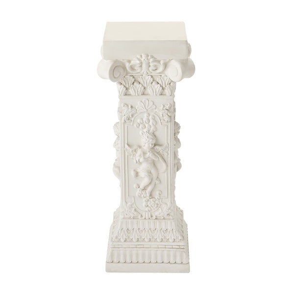 English Elm Pedestal Column Plant Stand Roman Angel Relief Mgo Sculpture for Indoor Outdoor Decor N772P467415B