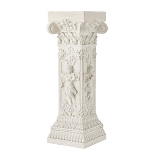 English Elm Pedestal Column Plant Stand Roman Angel Relief Mgo Sculpture for Indoor Outdoor Decor N772P467415B