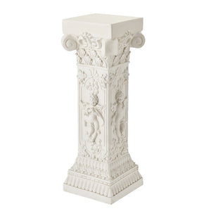 English Elm Pedestal Column Plant Stand Roman Angel Relief Mgo Sculpture for Indoor Outdoor Decor N772P467415B