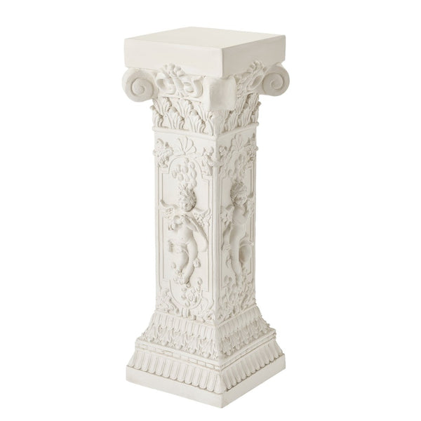 English Elm Pedestal Column Plant Stand Roman Angel Relief Mgo Sculpture for Indoor Outdoor Decor N772P467415B