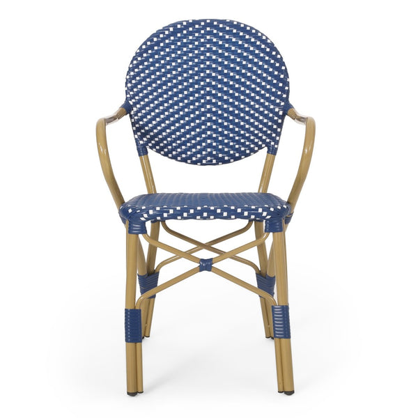 English Elm Outdoor French Bistro 3 Piece Set Woven Pe Rattan Bamboo Frame Patio Seating N772P473268D