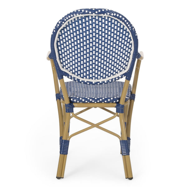 English Elm Outdoor French Bistro 3 Piece Set Woven Pe Rattan Bamboo Frame Patio Seating N772P473268D