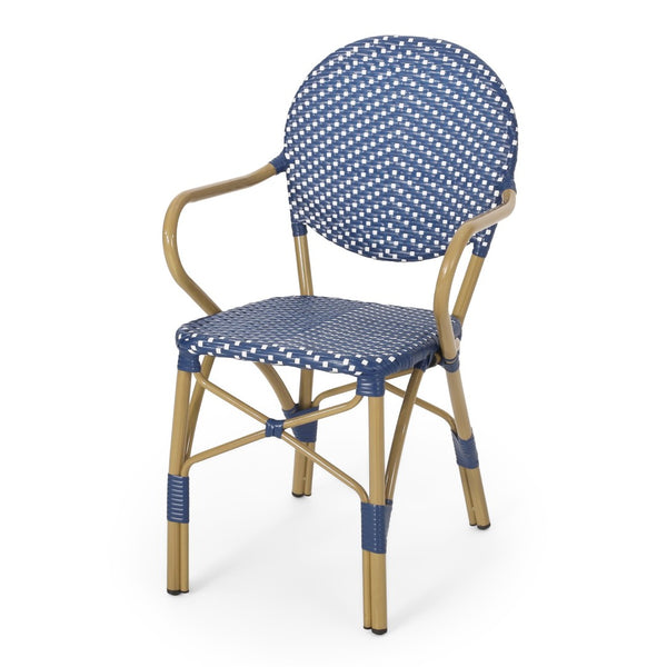English Elm Outdoor French Bistro 3 Piece Set Woven Pe Rattan Bamboo Frame Patio Seating N772P473268D