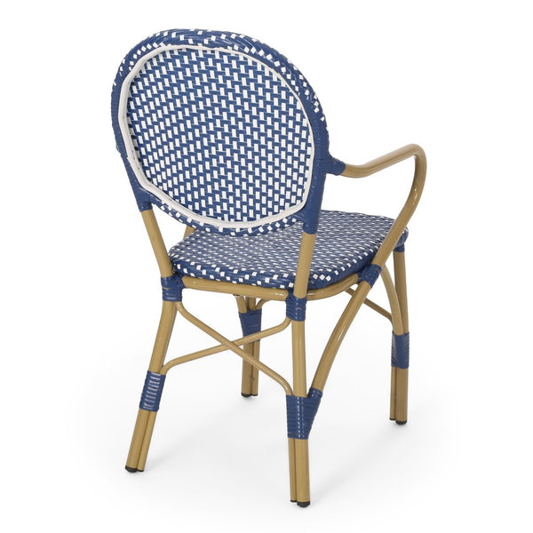 English Elm Outdoor French Bistro 3 Piece Set Woven Pe Rattan Bamboo Frame Patio Seating N772P473268D