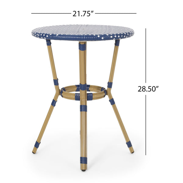 English Elm Outdoor French Bistro 3 Piece Set Woven Pe Rattan Bamboo Frame Patio Seating N772P473268D