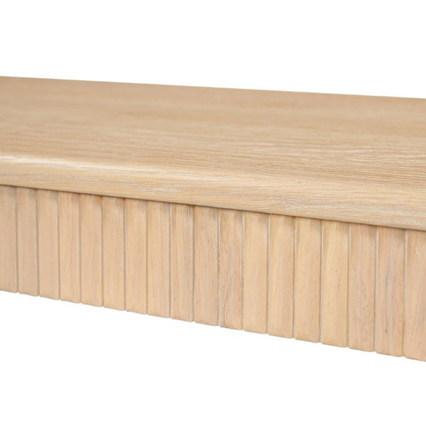 English Elm 59.06 Inch Solid Wood Dining Bench with Ribbed Carved Edges and Vintage French Style N772P475440N