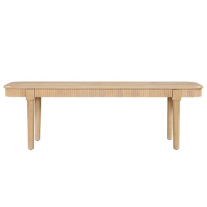 English Elm 59.06 Inch Solid Wood Dining Bench with Ribbed Carved Edges and Vintage French Style N772P475440N