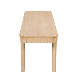 English Elm 59.06 Inch Solid Wood Dining Bench with Ribbed Carved Edges and Vintage French Style N772P475440N