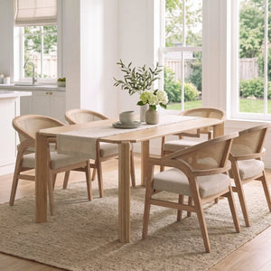 English Elm 70.87 Inch Light Oak Dining Table Seats Six with Rounded Edges Scandinavian Style N772P475478N