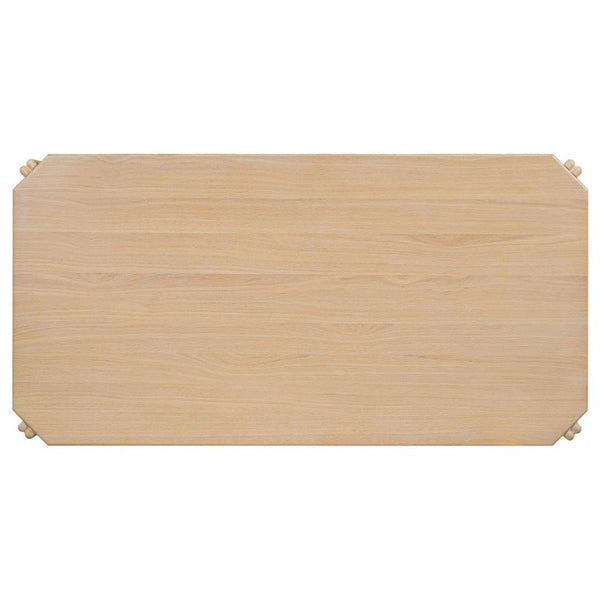 English Elm 70.87 Inch Light Oak Dining Table Seats Six with Rounded Edges Scandinavian Style N772P475478N