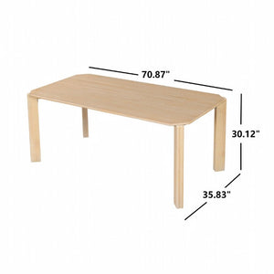 English Elm 70.87 Inch Light Oak Dining Table Seats Six with Rounded Edges Scandinavian Style N772P475478N
