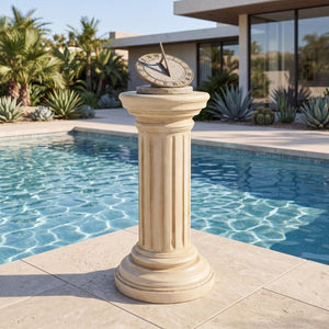 English Elm Magnesium Oxide Square Plant Stand with Stone Inspired Finish for Indoor Outdoor Decor Beige N772P483902G
