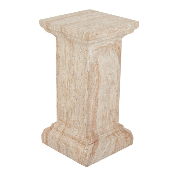English Elm Magnesium Oxide Square Plant Stand with Stone Inspired Finish for Indoor Outdoor Decor Travertine N772P483904T