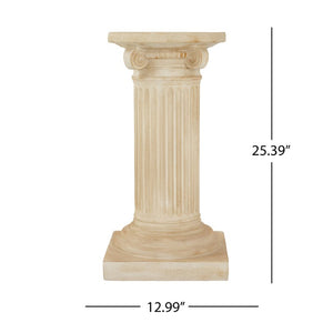 English Elm Mgo Handcrafted Column Pedestal Stand Travertine Finish Artisan Stone Texture Display N772P483907T