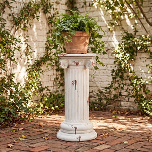 English Elm Magnesium Oxide Square Plant Stand with Stone Inspired Finish for Indoor Outdoor Decor Gray N772P483910G