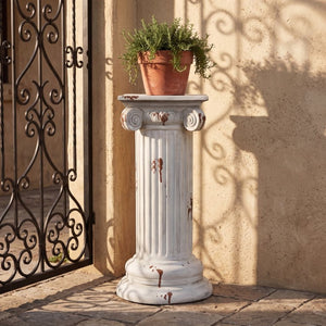 English Elm Magnesium Oxide Square Plant Stand with Stone Inspired Finish for Indoor Outdoor Decor Gray N772P483910G