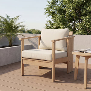 English Elm Outdoor Acacia Wood Club Chair Teak Finish with Thick Cushioned Patio Seating N772P489883L