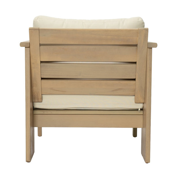English Elm Outdoor Acacia Wood Club Chair Teak Finish with Thick Cushioned Patio Seating N772P489883L