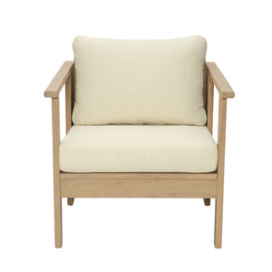 English Elm Outdoor Acacia Wood Club Chair Teak Finish with Thick Cushioned Patio Seating N772P489883L