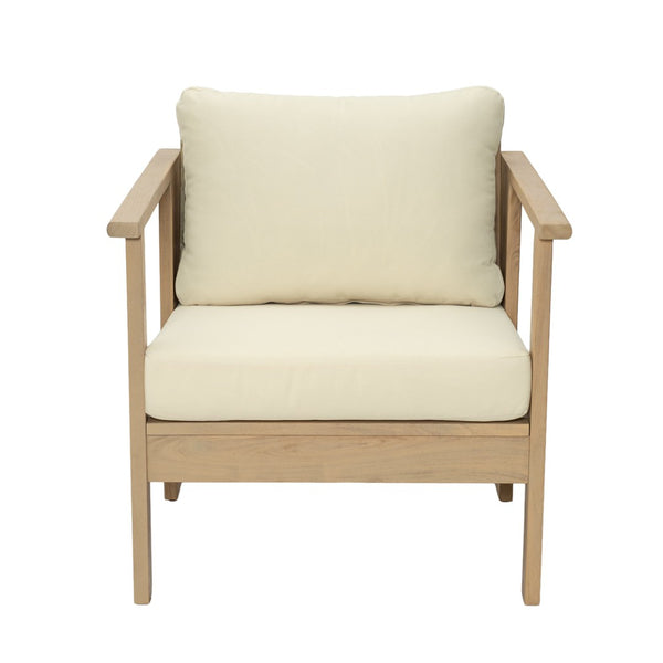 English Elm Outdoor Acacia Wood Club Chair Teak Finish with Thick Cushioned Patio Seating N772P489883L