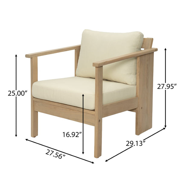 English Elm Outdoor Acacia Wood Club Chair Teak Finish with Thick Cushioned Patio Seating N772P489883L