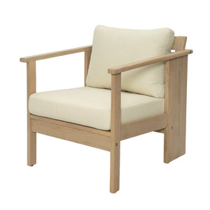 English Elm Outdoor Acacia Wood Club Chair Teak Finish with Thick Cushioned Patio Seating N772P489883L