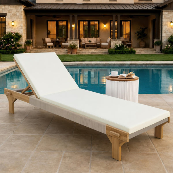 English Elm Outdoor Acacia Hardwood Chaise Lounge with Adjustable Backrest and Resort Style Appeal N772P494241L