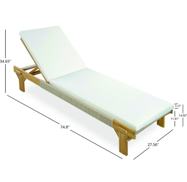 English Elm Outdoor Acacia Hardwood Chaise Lounge with Adjustable Backrest and Resort Style Appeal N772P494241L