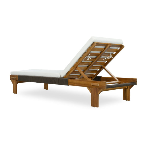 English Elm Outdoor Acacia Hardwood Chaise Lounge Five Position Reclining Patio Lounger N772P494241T