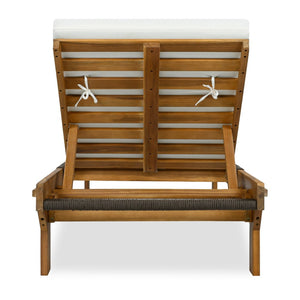 English Elm Outdoor Acacia Hardwood Chaise Lounge Five Position Reclining Patio Lounger N772P494241T